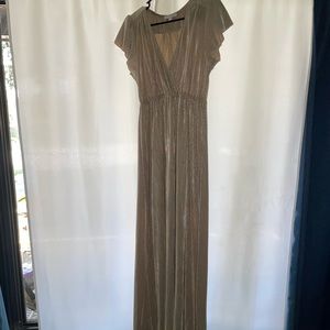 Baltic Born Athena Pleated Maxi Dress Gold Size M